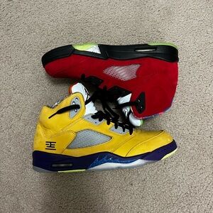 Jordan 5 what the Jordan Athletic Shoes Red Yellow Black